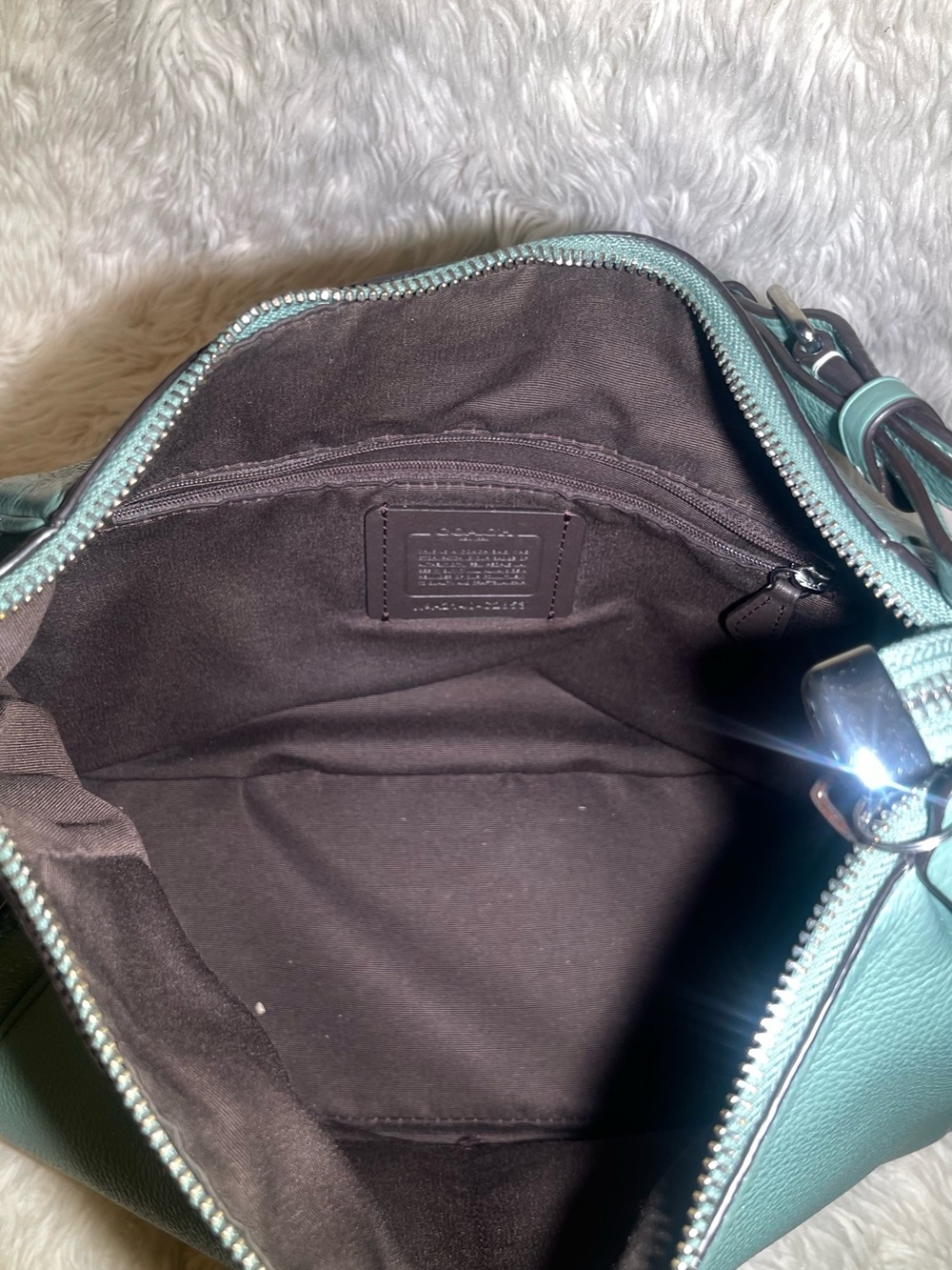 Coach Pebbled Leather Rori Shoulder Bag in Mint Green - Picture 4 of 10